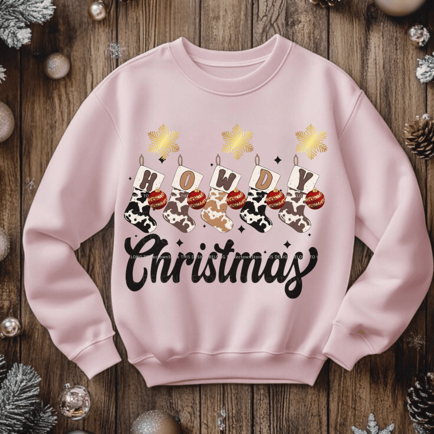 Howdy Christmas sweatshirt with cowboy and festive holiday design, perfect Christmas gift.