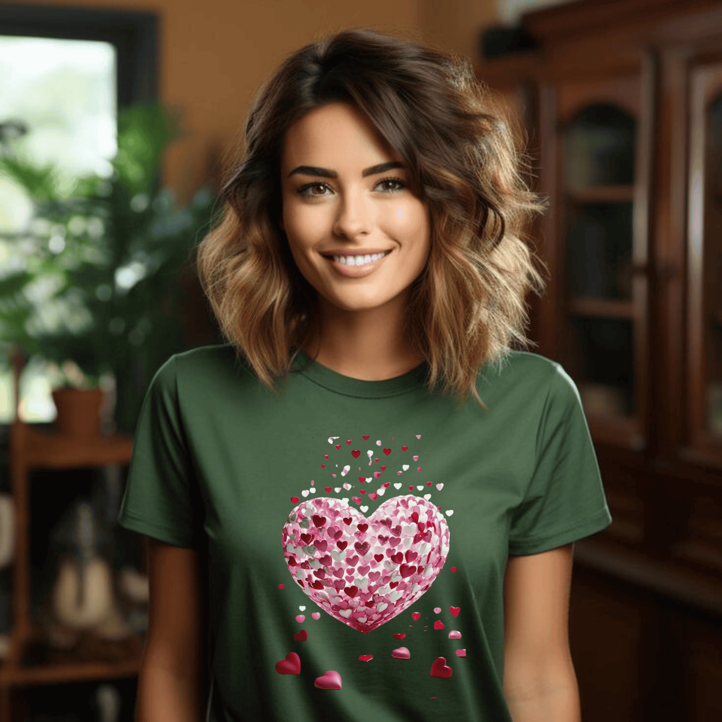 3D Hearts Valentines Day T-Shirt, Red Hearts Love Tee, Romantic Valentine's Day Shirt
