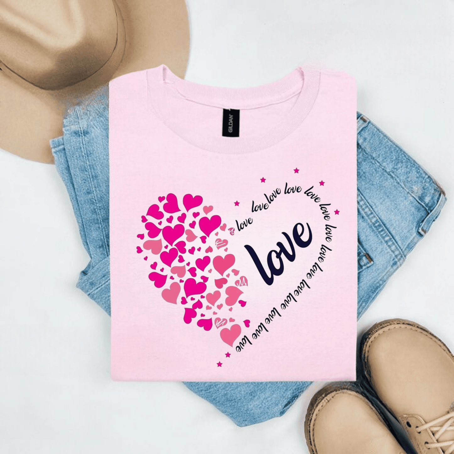 Valentines Day Hearts Love T-Shirt, Red Heart Love Gift, Romantic T-Shirt for Couples