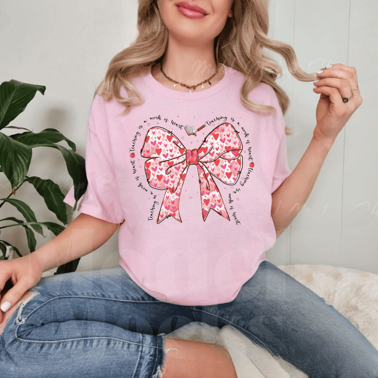 Teaching Is A Work Of Heart T-Shirt – Cute Coquette Teacher Gift