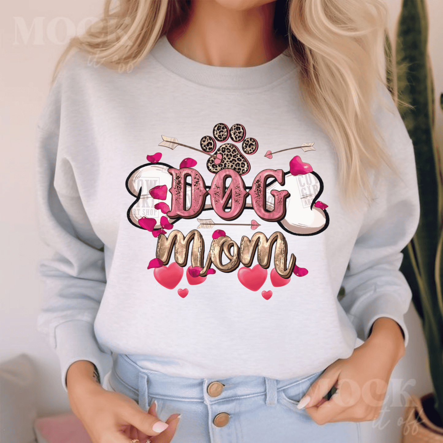 Dog Mom Valentine Sweatshirt with heart design, perfect gift for dog-loving moms.