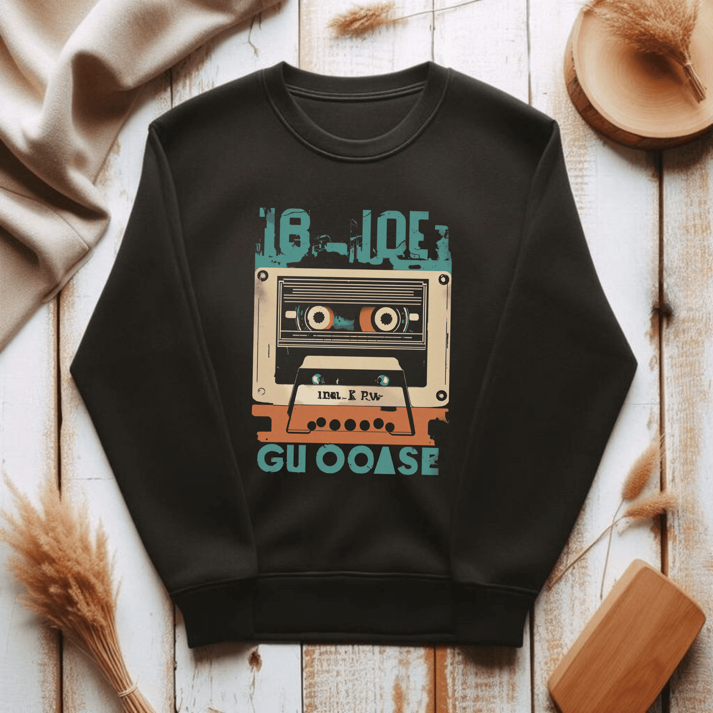 Retro 80s Cassette Tape Crewneck Sweatshirt