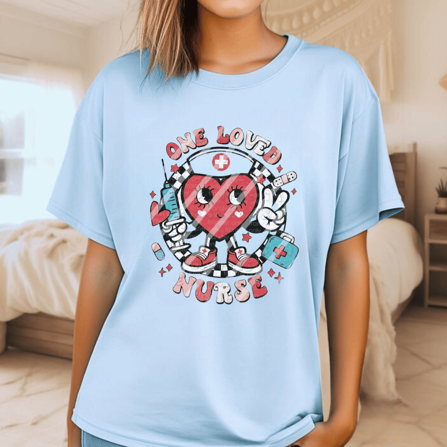One Love Nurse T-Shirt with heart graphic, perfect Nurse Heart Loved Gift.