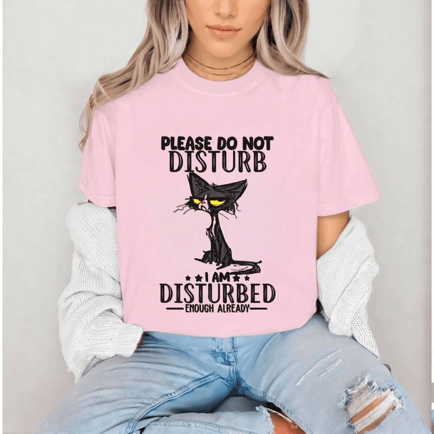 Funny Cat Tee – "Please Do Not Disturb, I Am Disturbed" T-Shirt for Cat Lovers