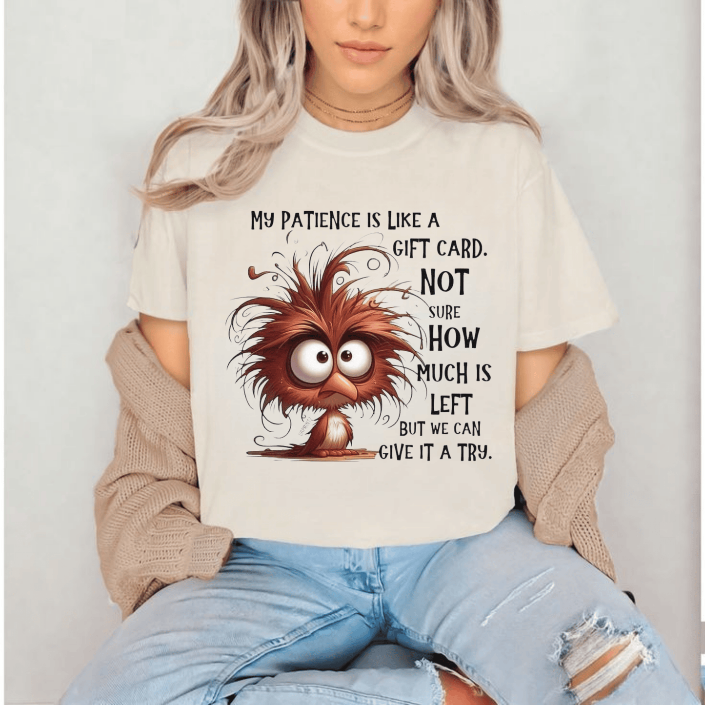 Funny Unisex Heavy Cotton Tee – "My Patience is Like a Gift Card" Design