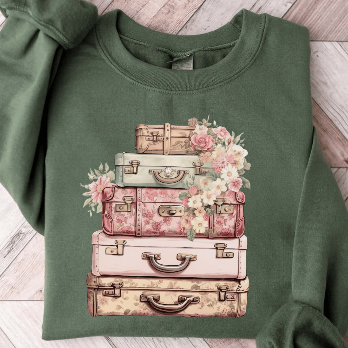 Vintage Floral Luggage Sweatshirt