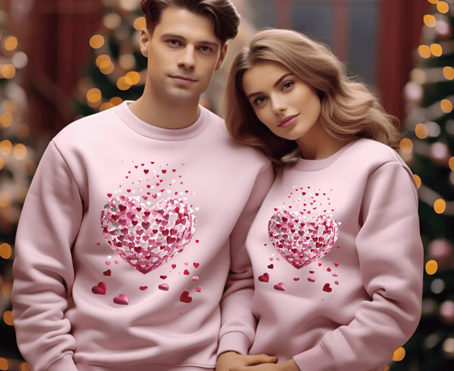 3D Hearts Valentines Day Sweatshirt, Red Hearts T-shirt Gift, Romantic Love Sweatshirt