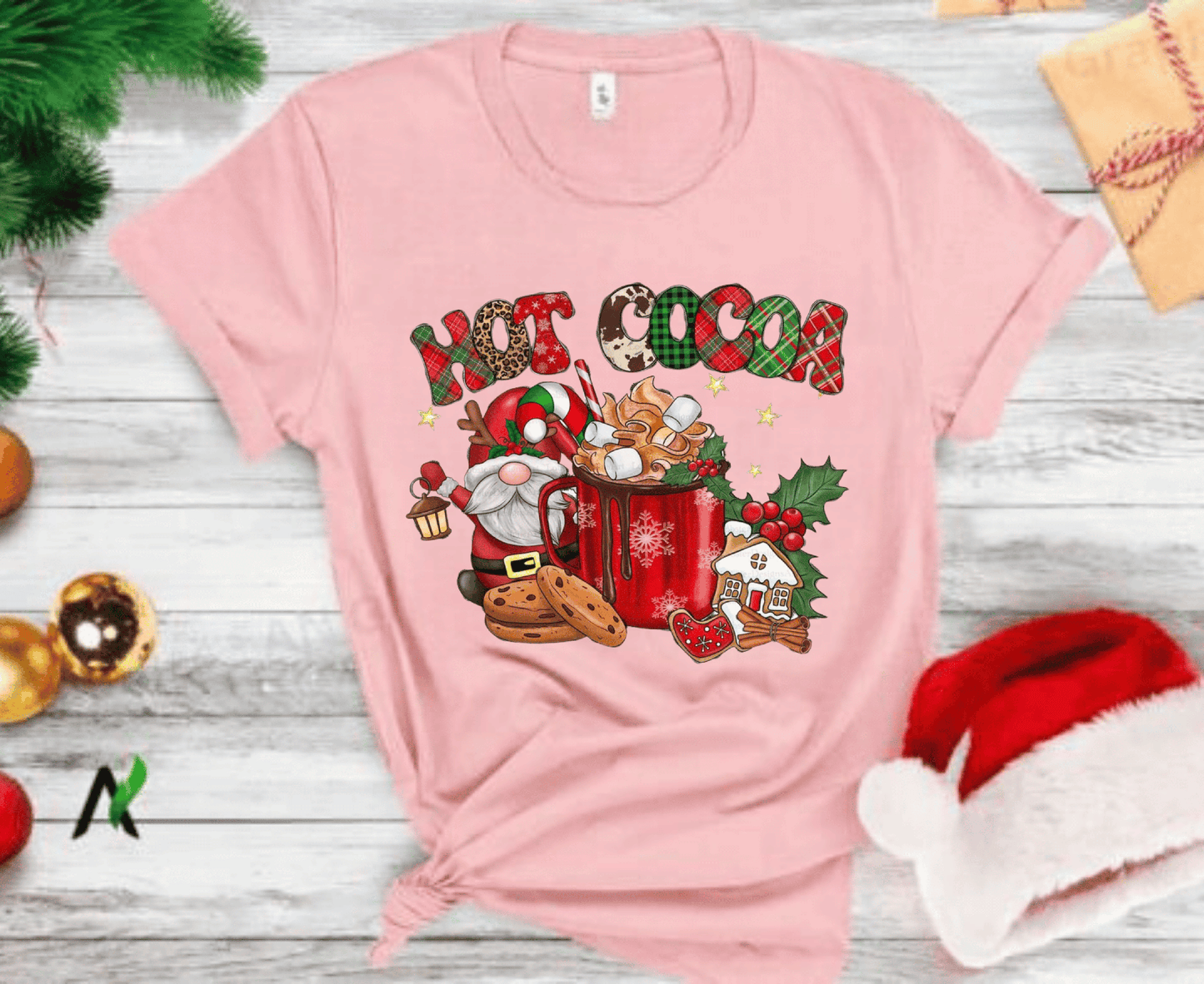 Hot cocoa Christmas movies shirt with festive gnome design, perfect holiday gift.