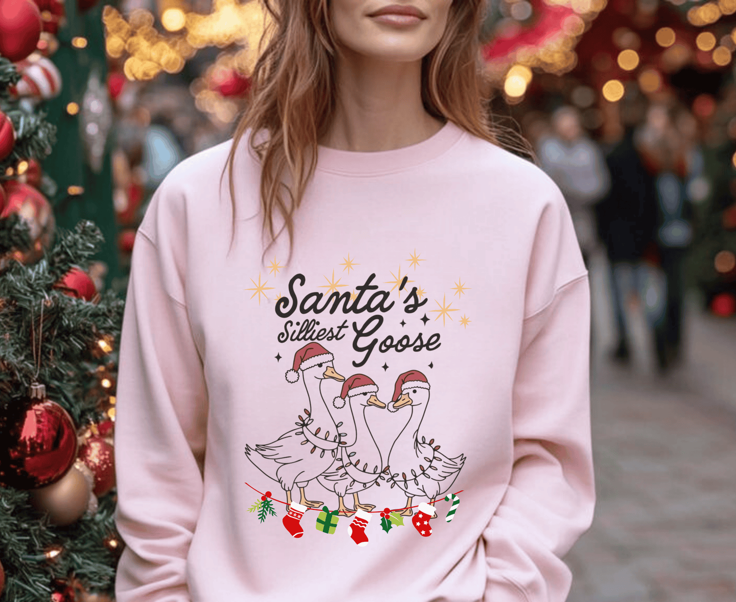Santas Silliest Goose Sweatshirt – Cozy and hilarious unisex sweatshirt featuring a festive Christmas goose