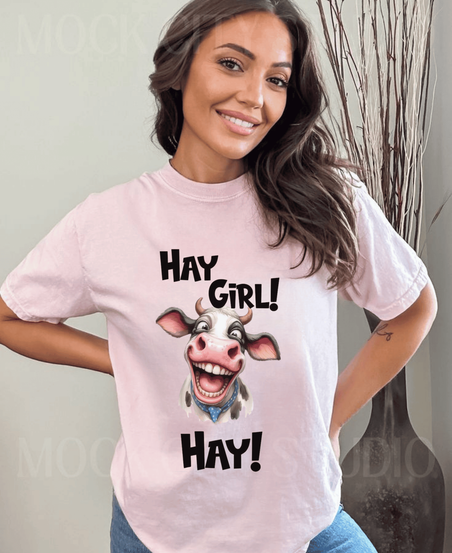 Funny Cow Graphic T-Shirt - 'Hay Girl! Hay!' Unisex Heavy Cotton Tee