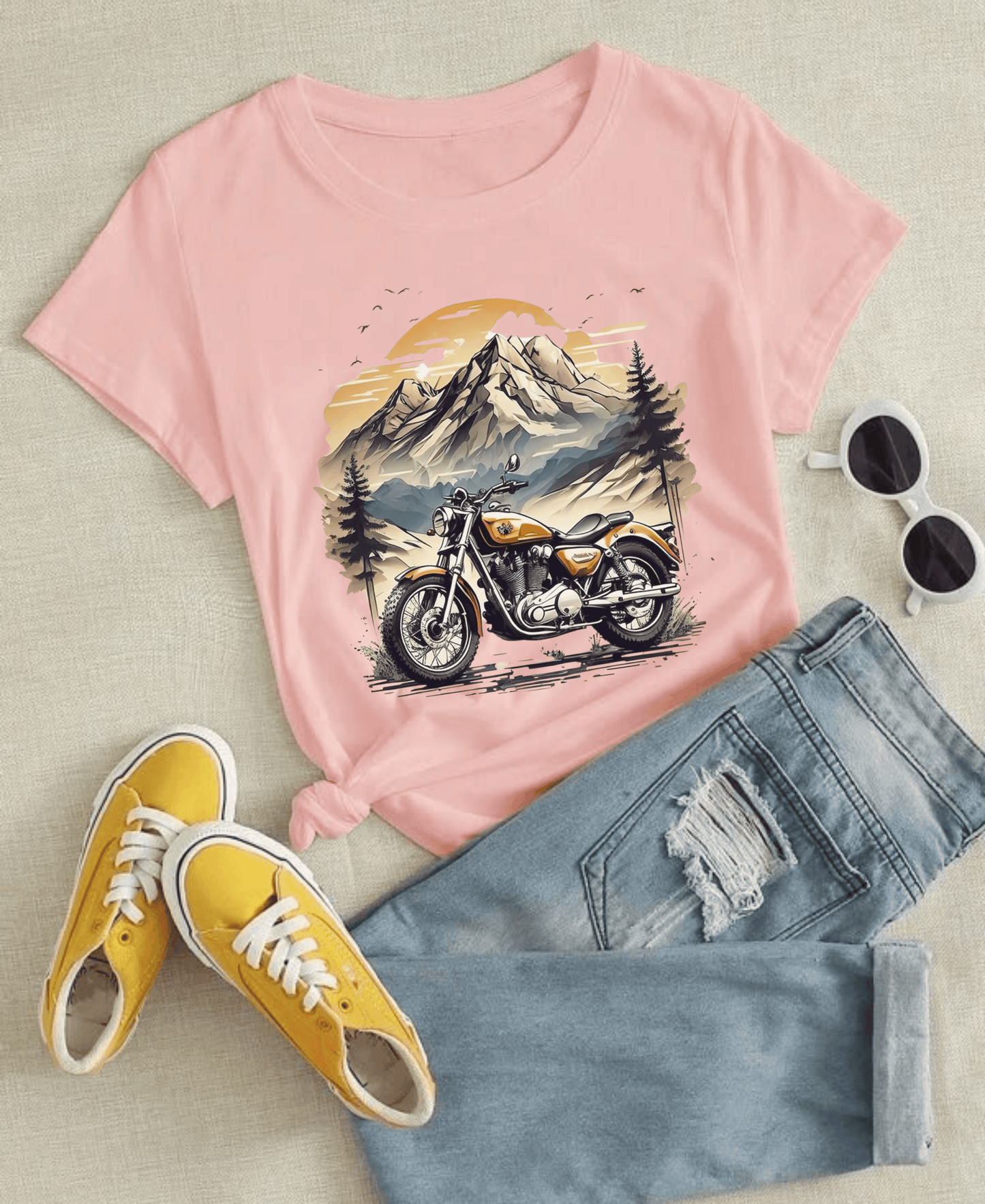 Ride in style with our Adventure Awaits Motorcycle Tee. Heavy cotton, unisex fit — made for bikers and dreamers. Shop now and hit the road in comfort! 🏍️