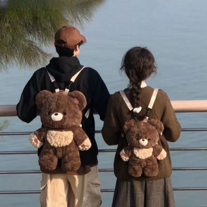 Couples Bag Love Bear Cute Versatile Plush Backpack