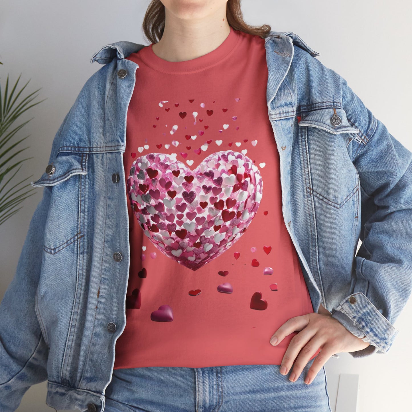 3D Hearts Valentine's Day T-Shirt, Red Hearts T-shirt Gift