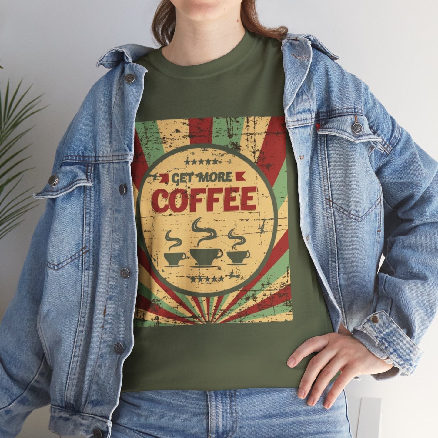 Get More Coffee Unisex Heavy Cotton Tee – Comfortable Coffee Lover's Shirt for Every Occasion