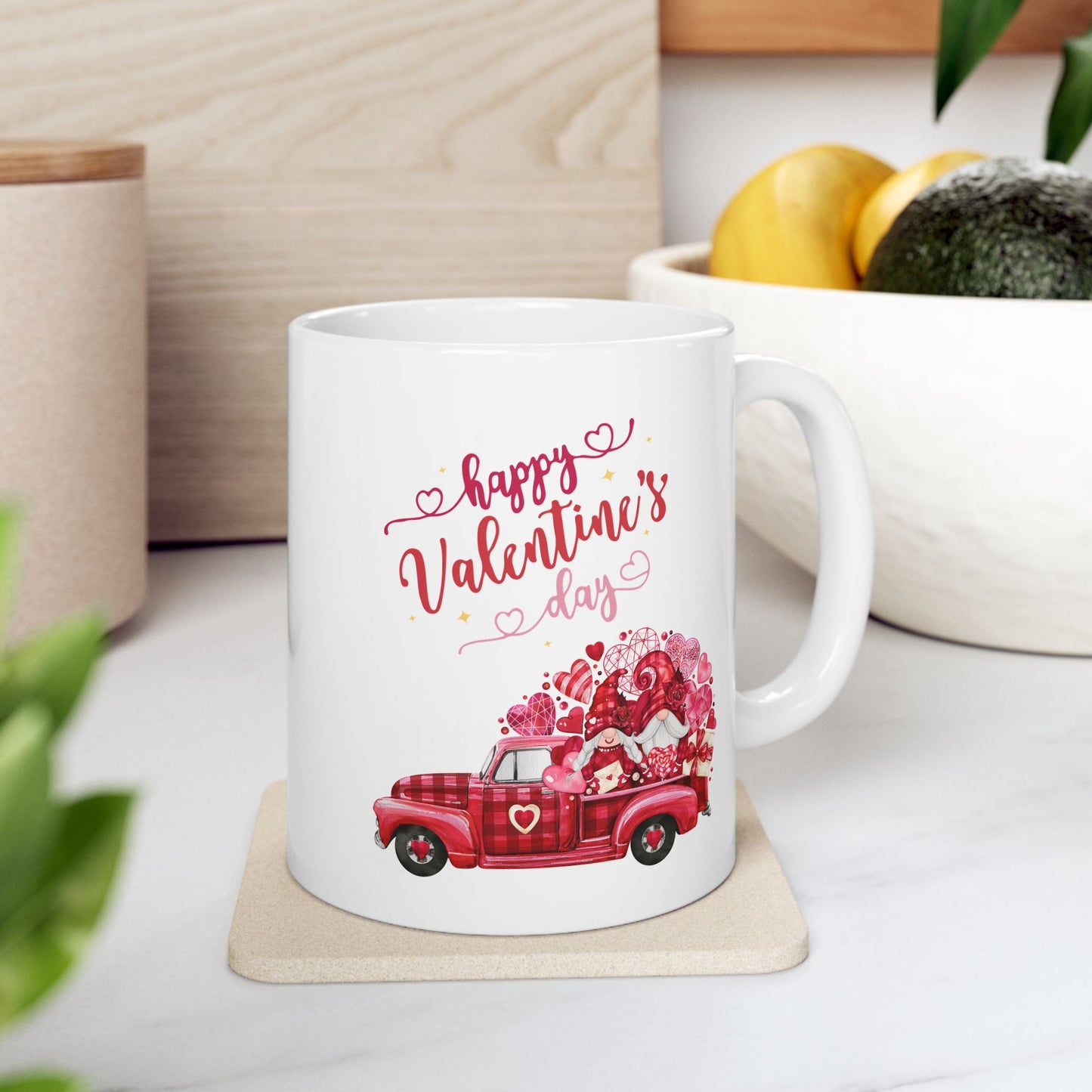 Happy Valentine's Day Truck Hearts Mugs,  Love Car Valentines Day Gift