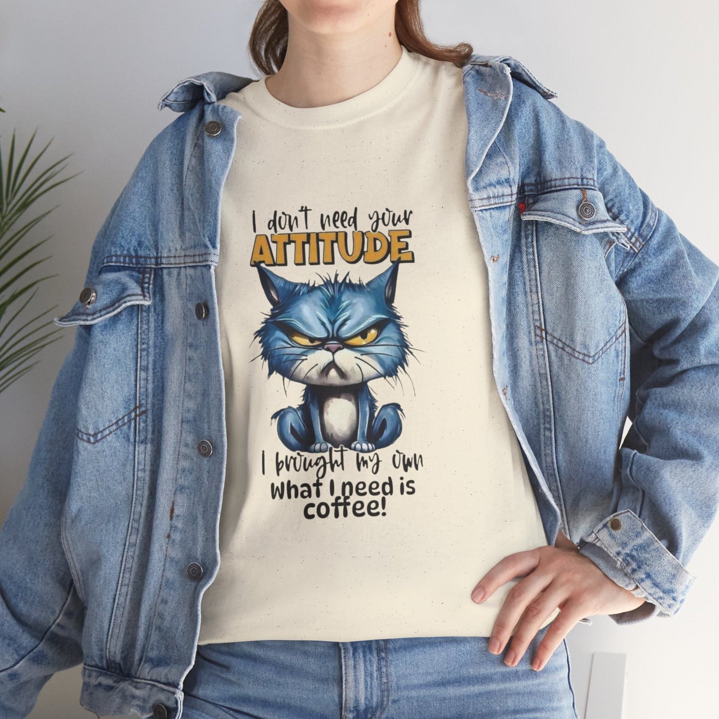 Funny Cat Attitude Unisex Heavy Cotton Tee - Coffee Lovers