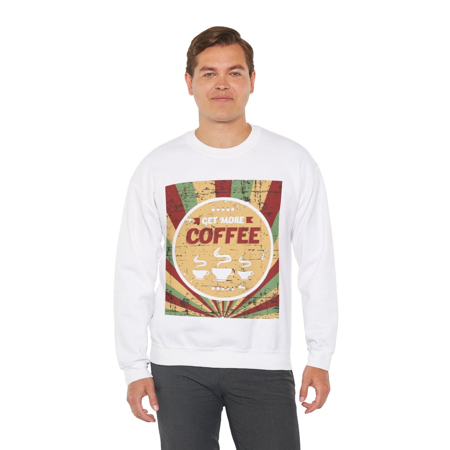 Get More Coffee Crewneck Sweatshirt - Cozy Unisex Apparel for Coffee Lovers