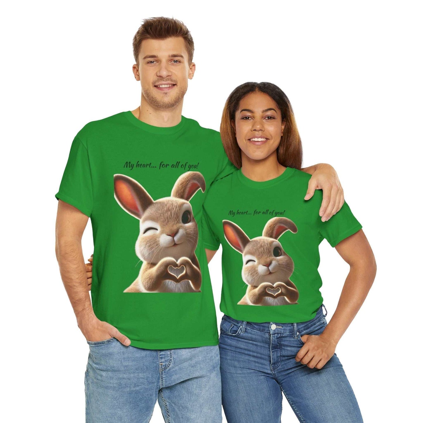 My Heart Bunny Unisex Heavy Cotton Tee, Cute Animal Shirt, Gift for Animal Lovers
