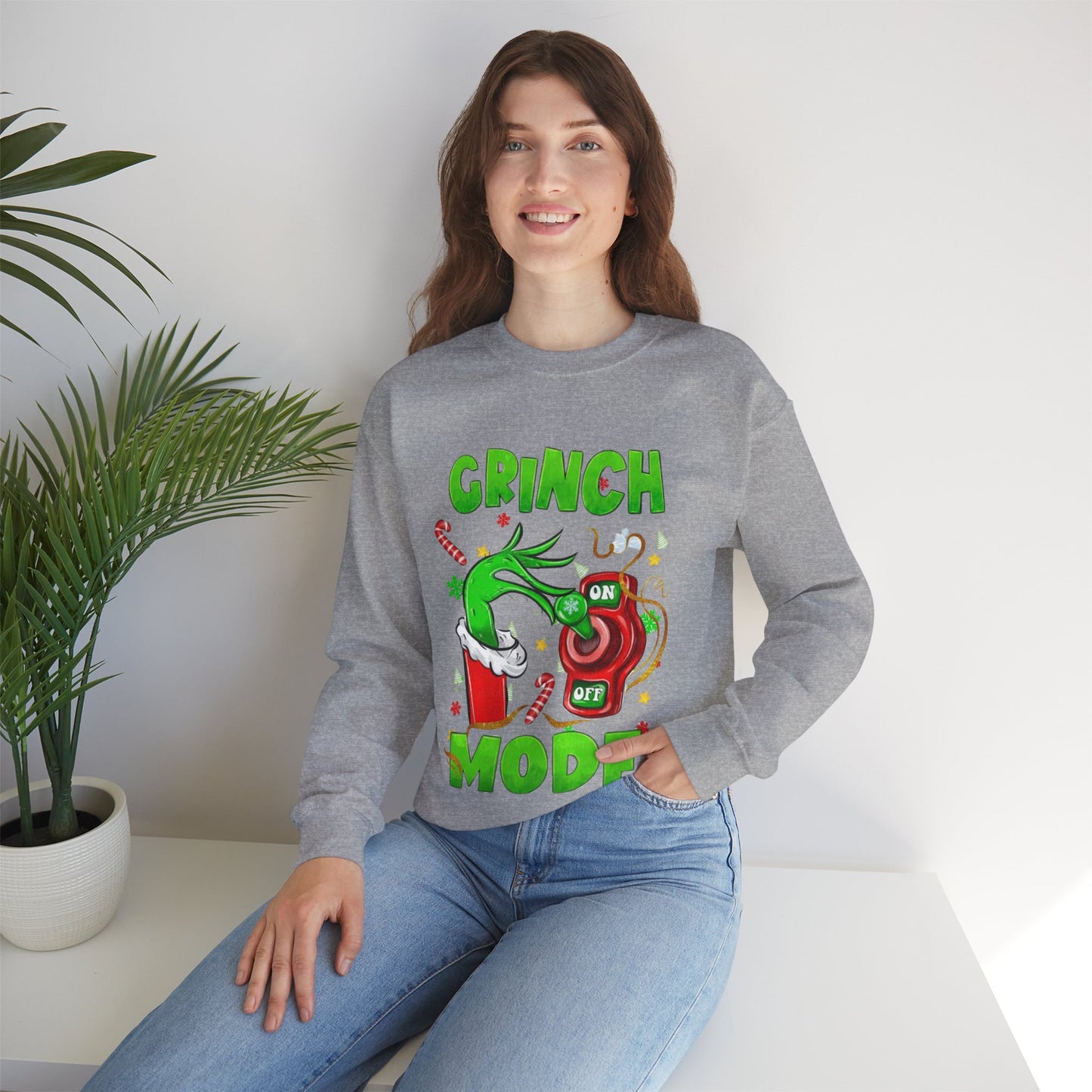 Grinch Mode On Christmas Sweatshirt