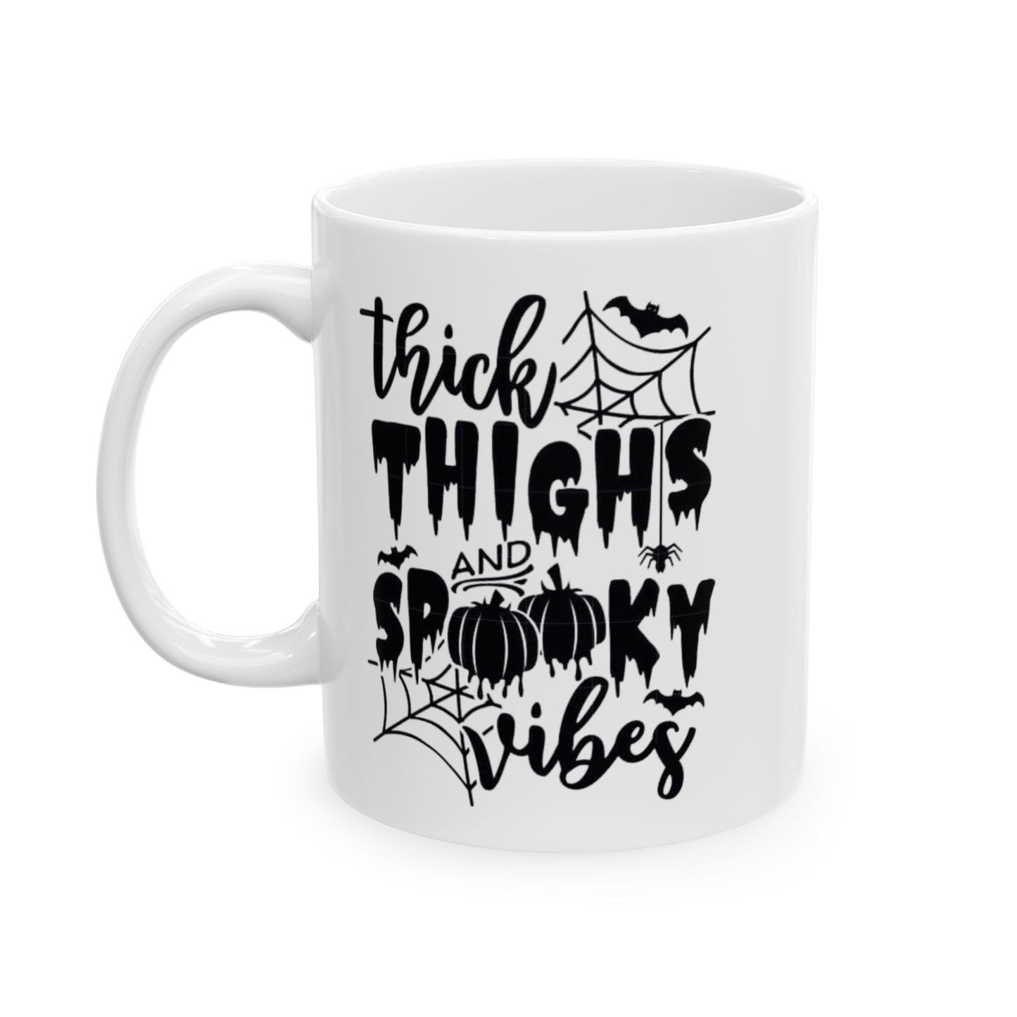 Thick Thighs Spooky Vibes Mugs, Funny Halloween Ghosts Mugs, Halloween Pumpkin Mugs, Spooky Season, Girly Ghosts Halloween Mugs, Mugs Gift