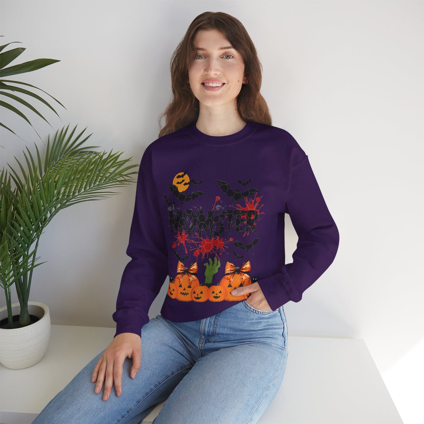 Momster Sweatshirt, Funny Halloween Crewneck Sweatshirts for Women