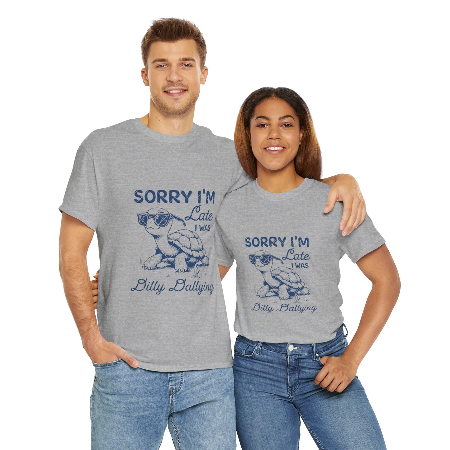 Funny Turtle Tee - 'Sorry I'm Late I Was Billy Dallying' Unisex Cotton Shirt