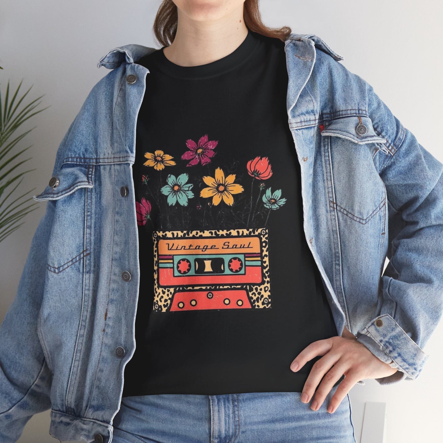 Vintage Soul Floral Unisex Heavy Cotton Tee - Retro Music Vibe