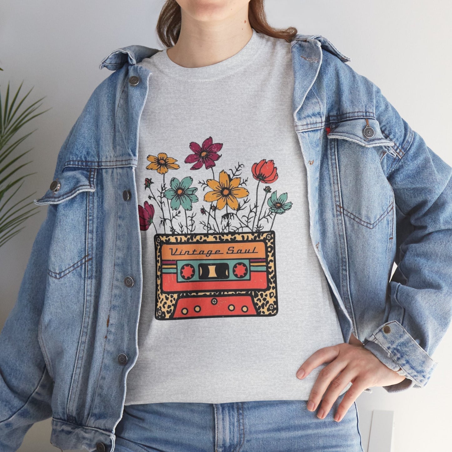 Vintage Soul Floral Unisex Heavy Cotton Tee - Retro Music Vibe