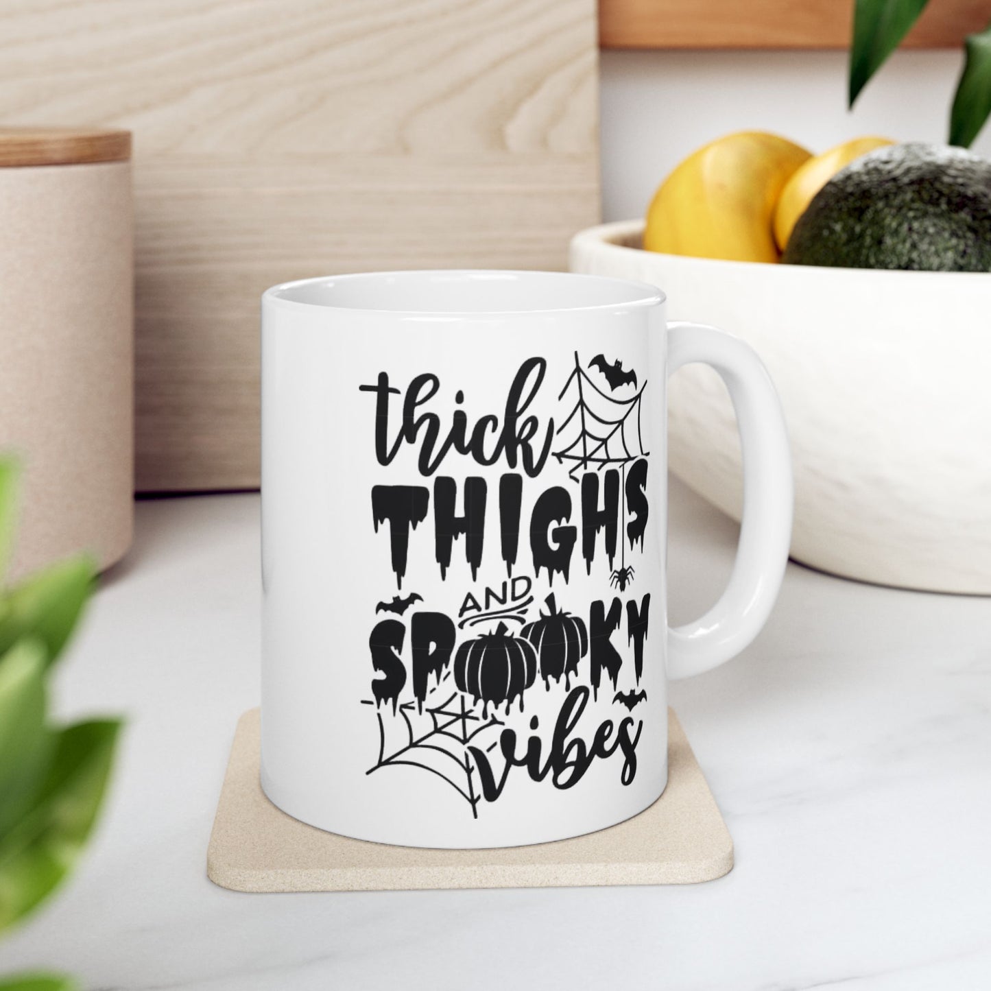 Thick Thighs Spooky Vibes Mugs, Funny Halloween Ghosts Mugs, Halloween Pumpkin Mugs, Spooky Season, Girly Ghosts Halloween Mugs, Mugs Gift