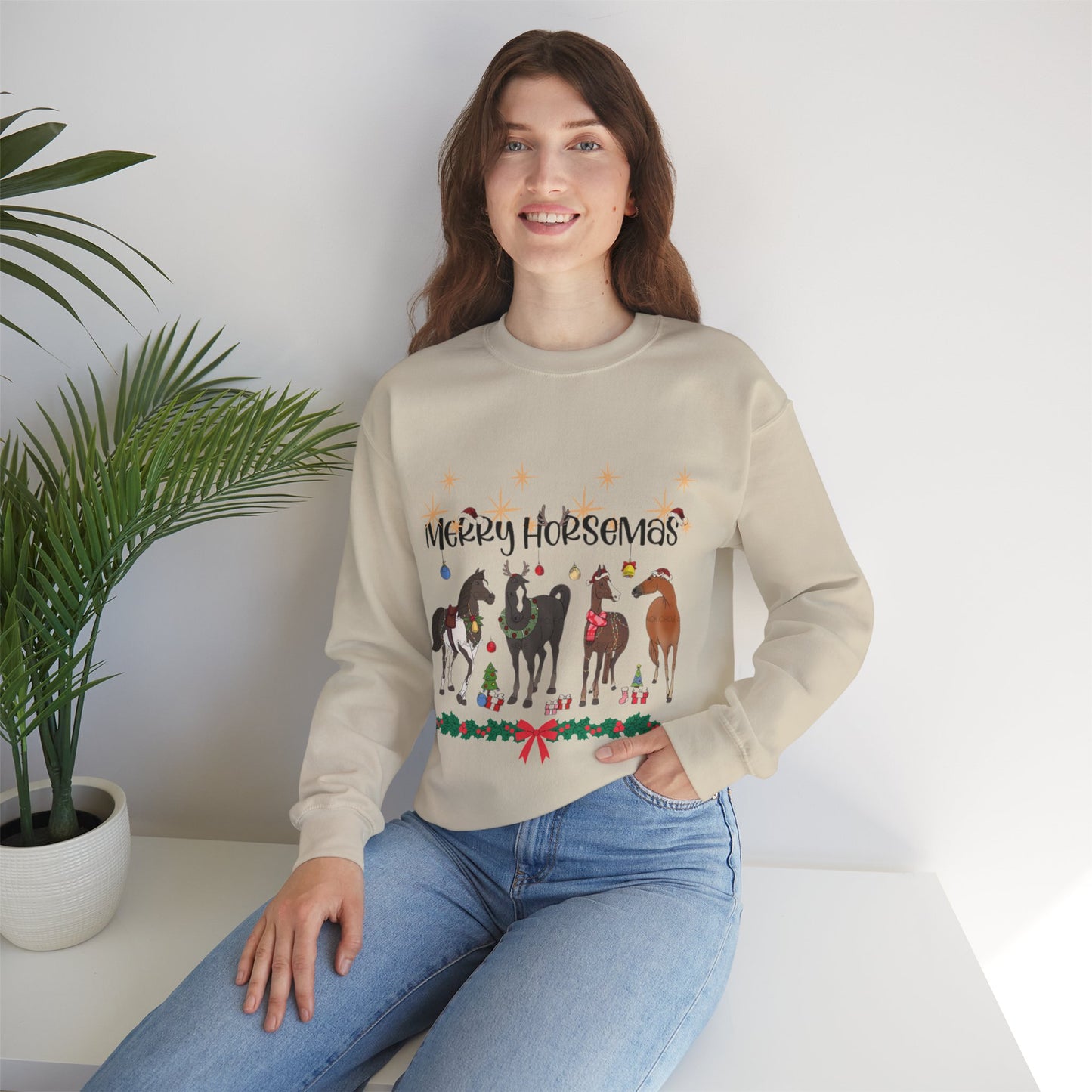 Christmas Horse Sweatshirt, Merry Horsemas