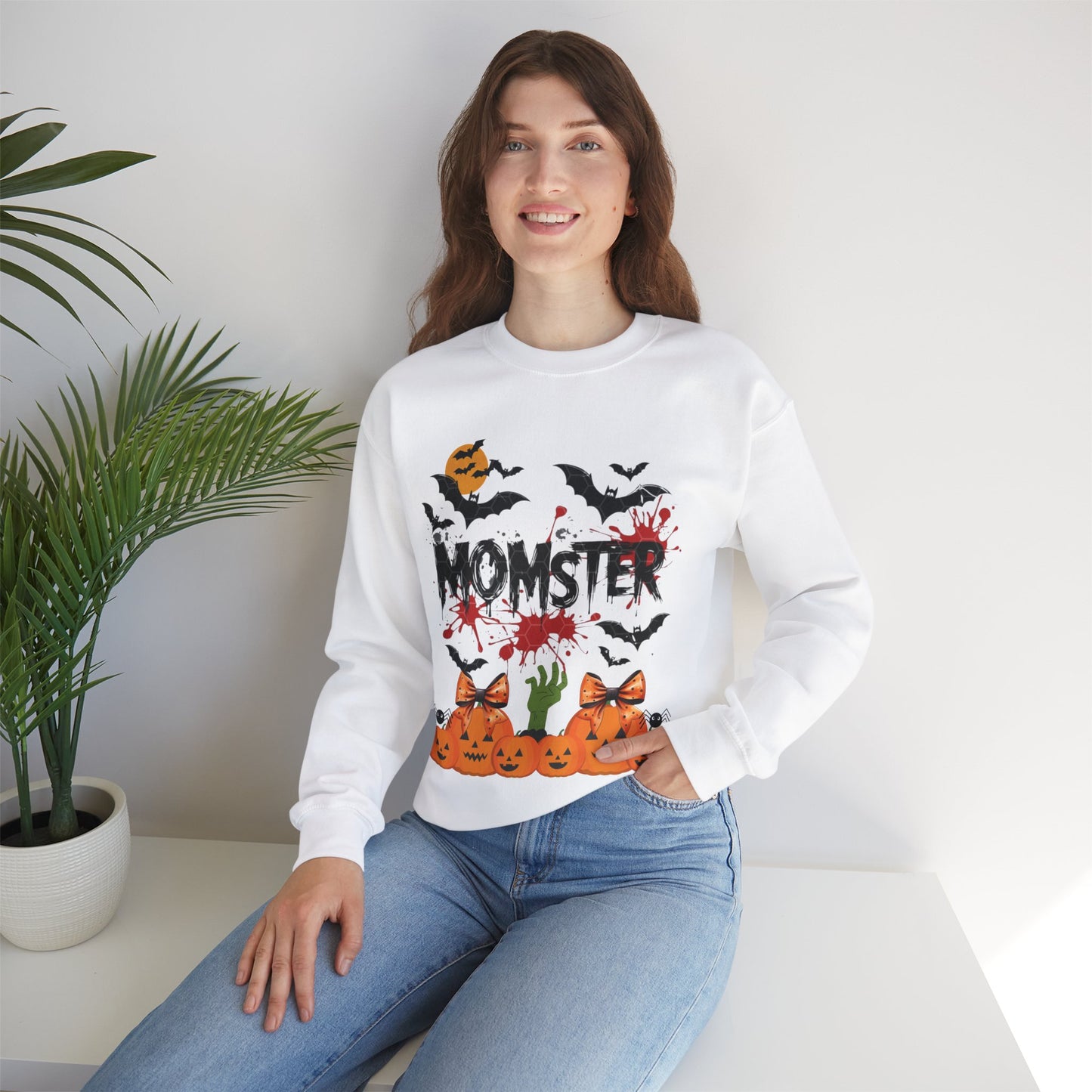 Momster Sweatshirt, Funny Halloween Crewneck Sweatshirts for Women