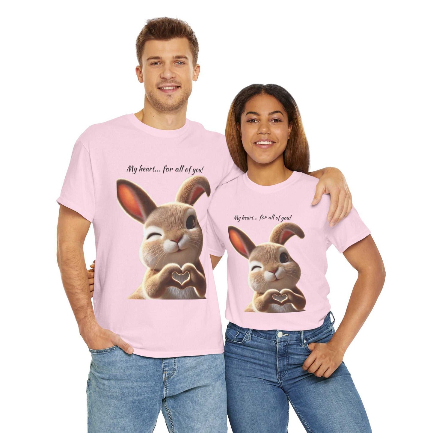 My Heart Bunny Unisex Heavy Cotton Tee, Cute Animal Shirt, Gift for Animal Lovers