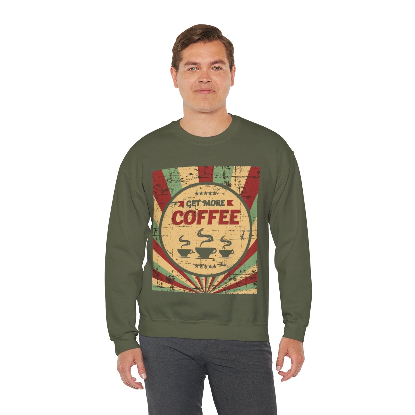 Get More Coffee Crewneck Sweatshirt - Cozy Unisex Apparel for Coffee Lovers