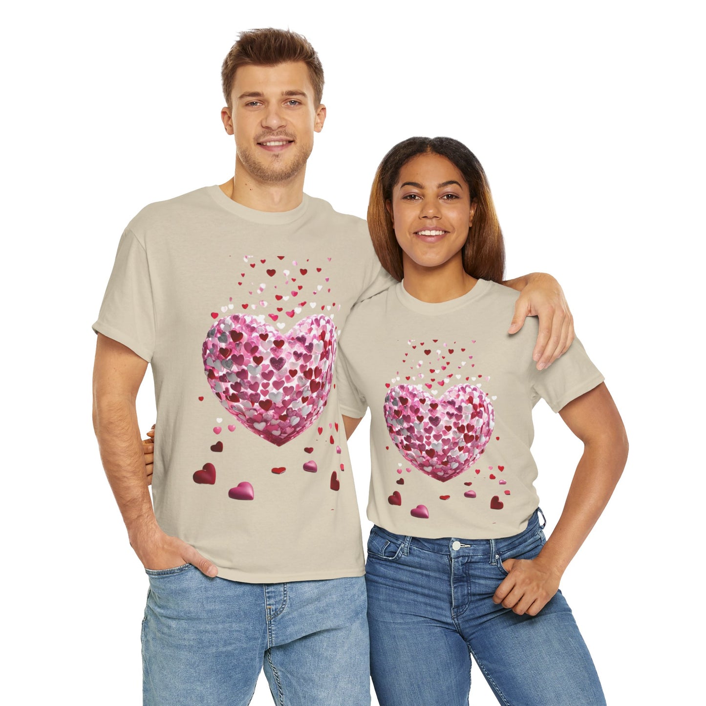 3D Hearts Valentine's Day T-Shirt, Red Hearts T-shirt Gift