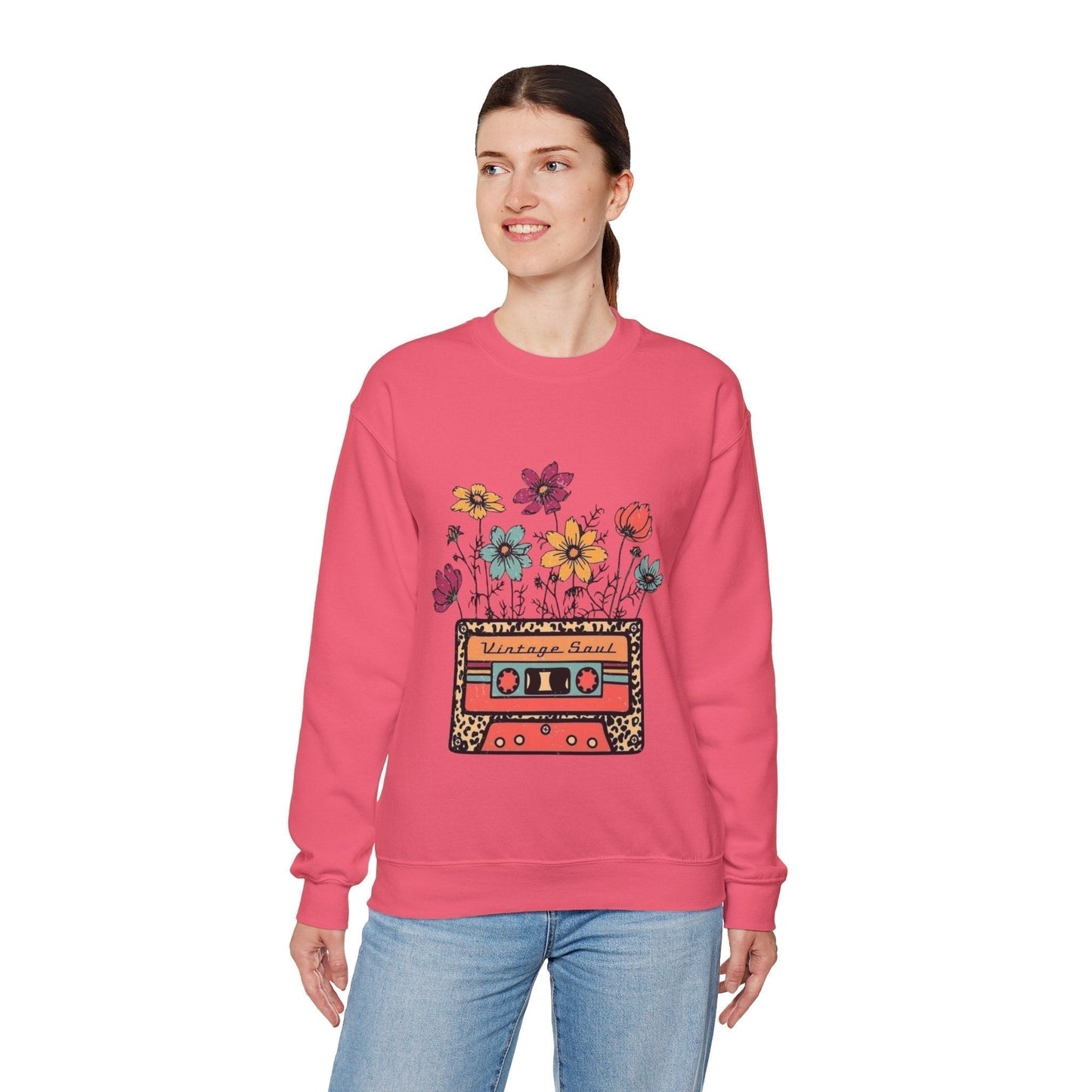 Vintage Soul Floral Crewneck Sweatshirt  - Retro Aesthetic & Cozy Fit