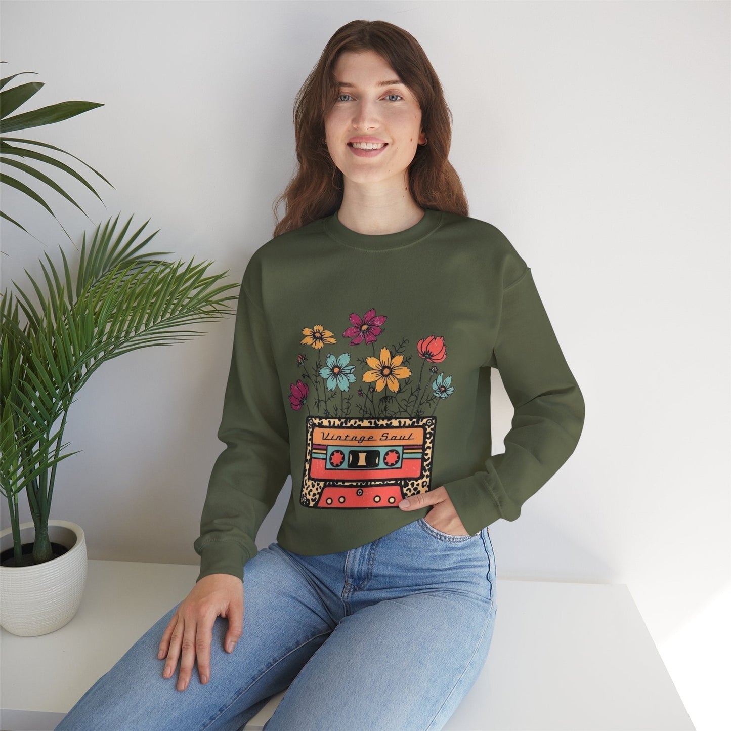 Vintage Soul Floral Crewneck Sweatshirt  - Retro Aesthetic & Cozy Fit