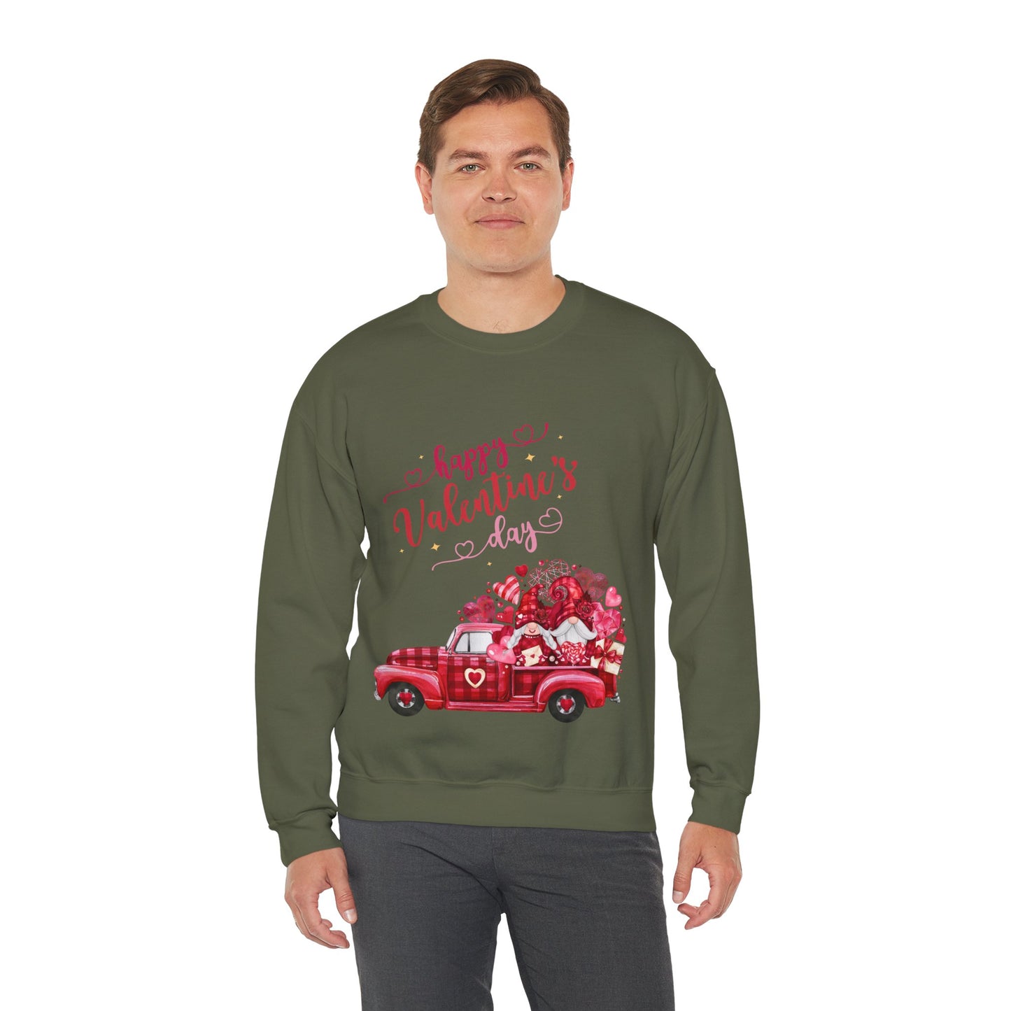 Happy Valentine's Day Truck Hearts Sweatshirt, Love Car Valentines Day Gift