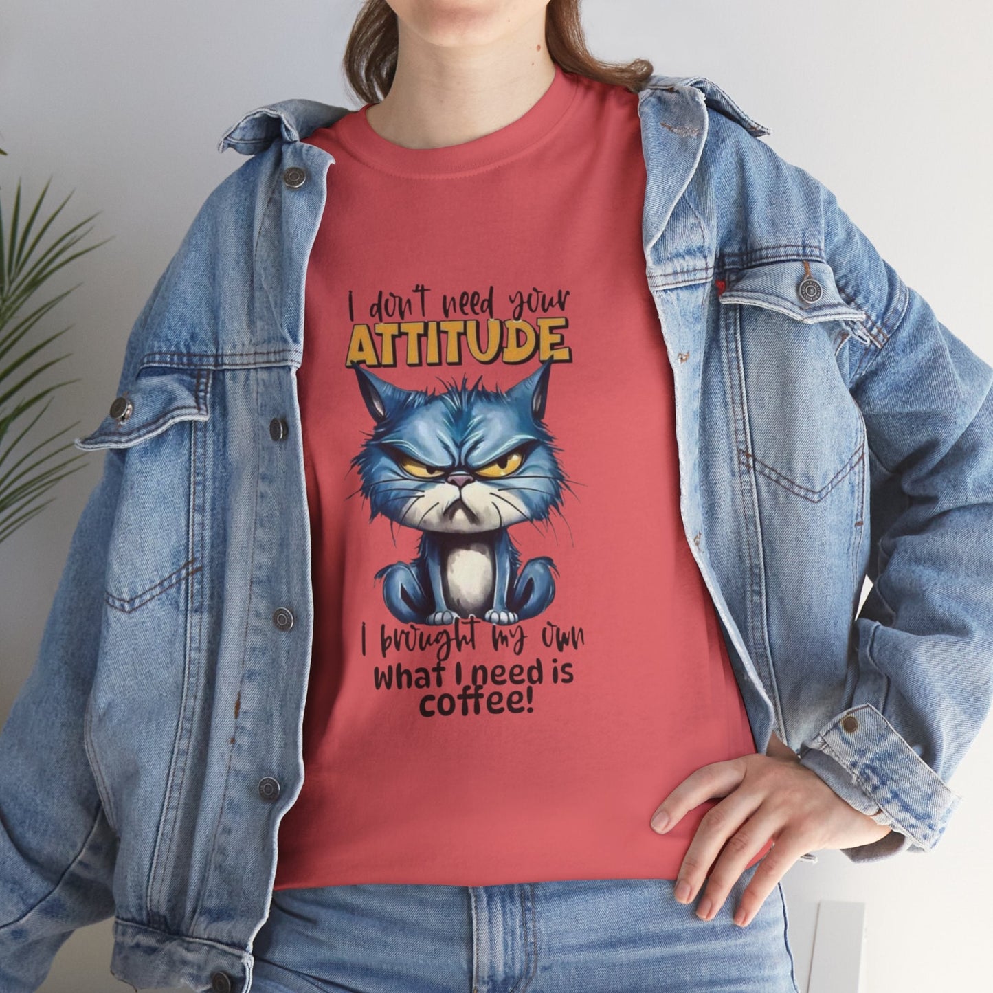 Funny Cat Attitude Unisex Heavy Cotton Tee - Coffee Lovers