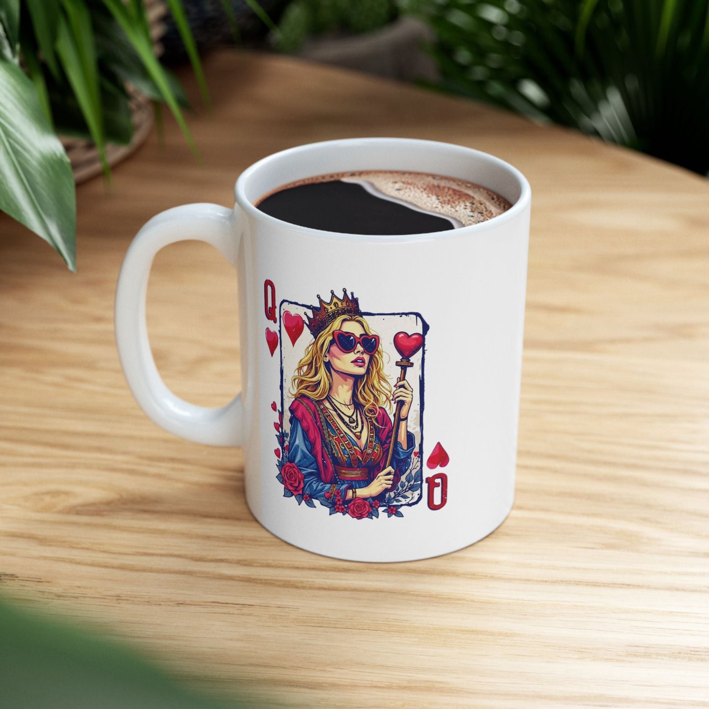 Queen of Hearts Ceramic Mug - Stylish 11oz & 15oz Coffee Cup