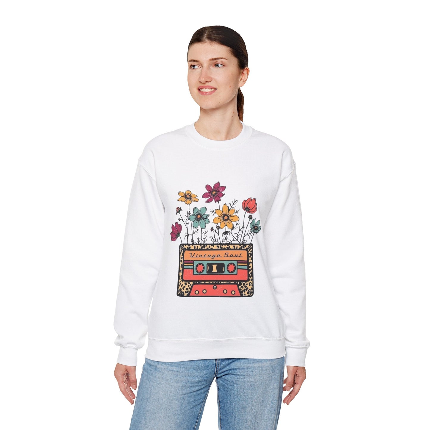 Vintage Soul Floral Crewneck Sweatshirt  - Retro Aesthetic & Cozy Fit