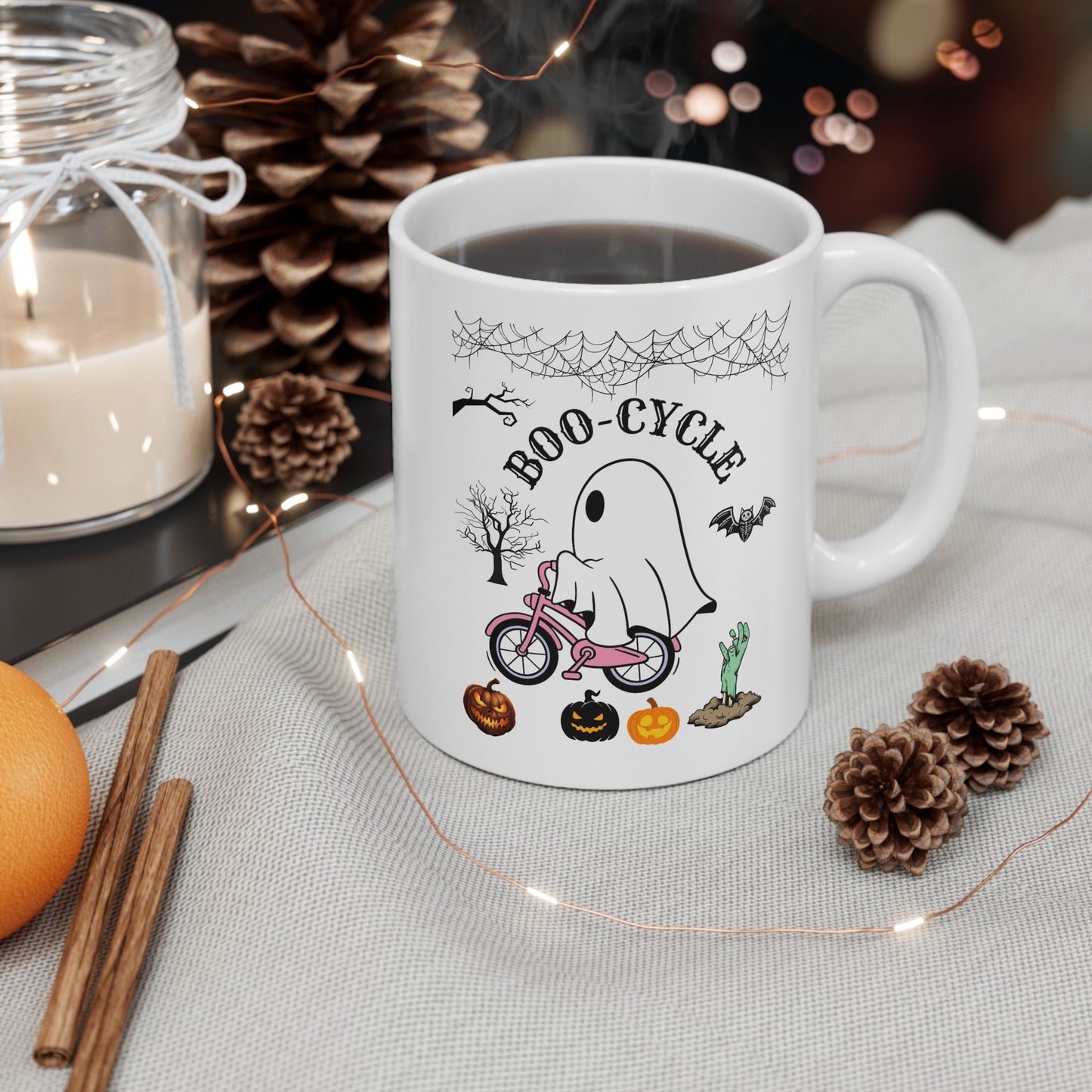 Boo-Cycle Mugs, Halloween Mugs