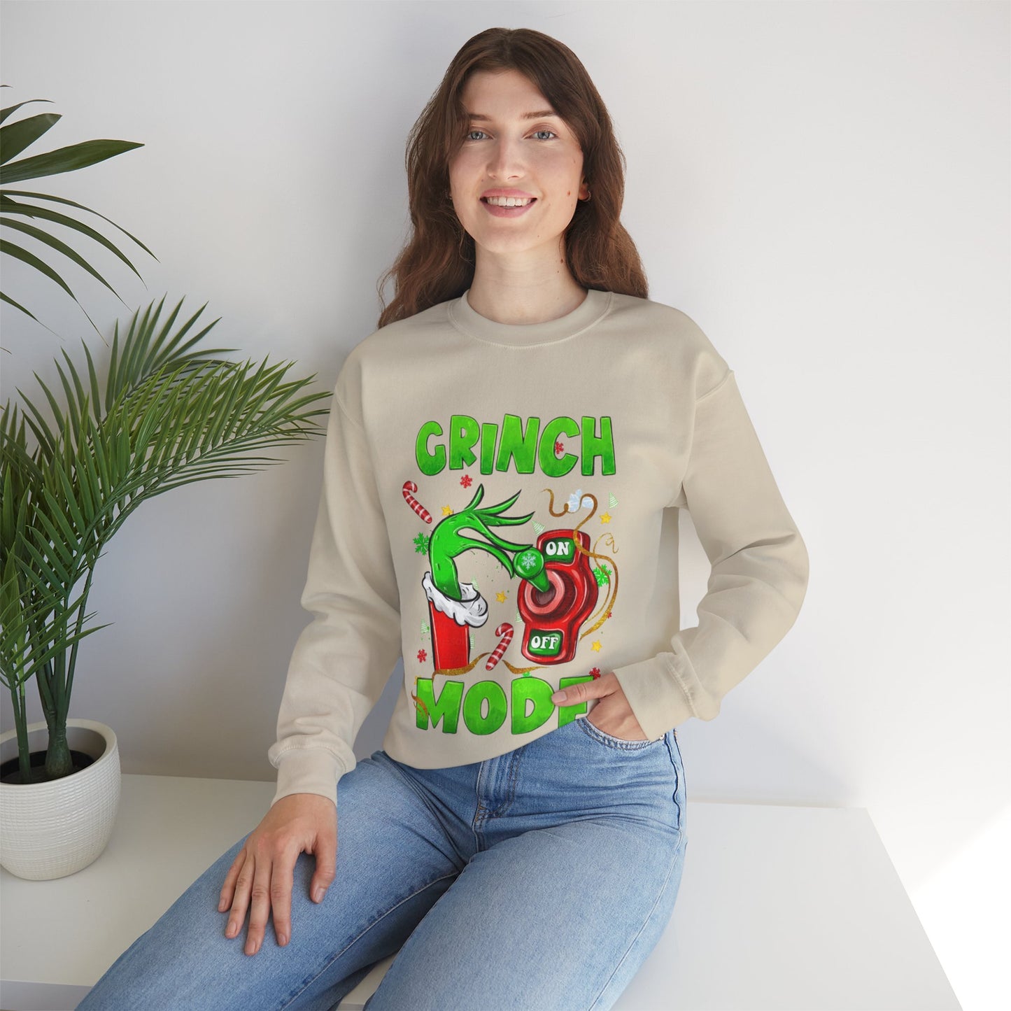 Grinch Mode On Christmas Sweatshirt