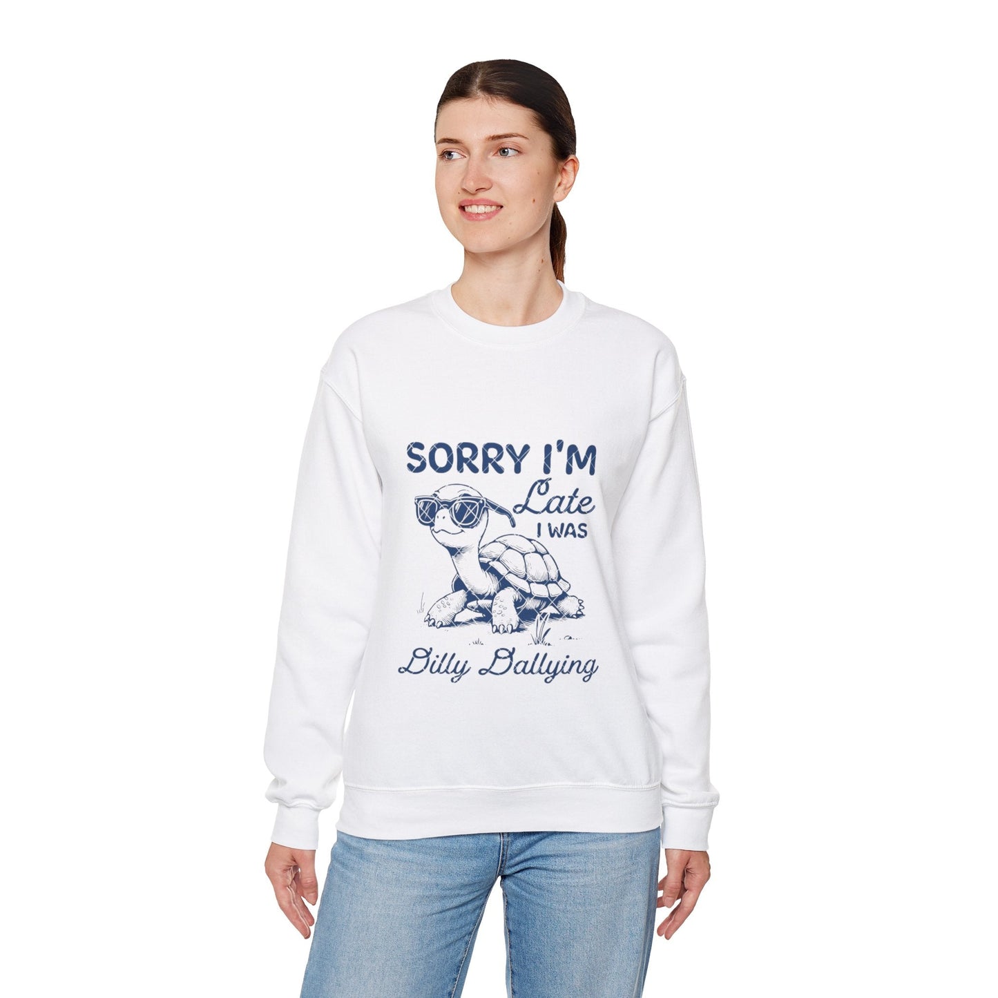 Sorry Im Late Turtle Crewneck Sweatshirt | Unisex Funny Sweatshirt