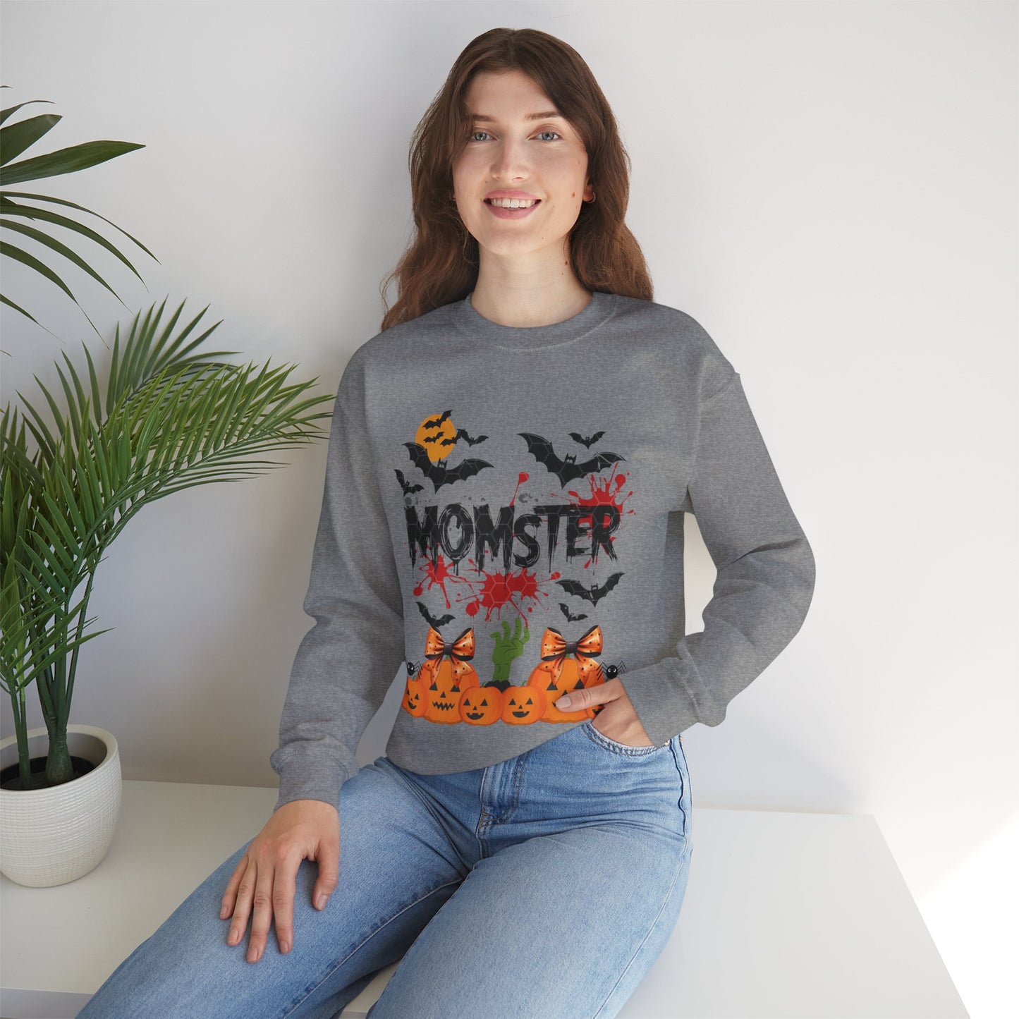 Momster Sweatshirt, Funny Halloween Crewneck Sweatshirts for Women