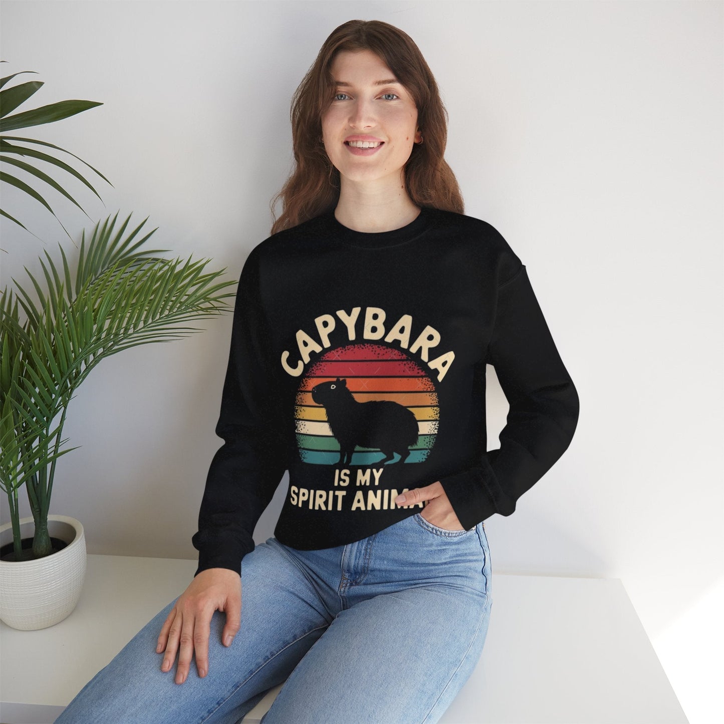 Capybara Spirit Animal Crewneck Sweatshirt | Cozy & Fun Unisex Design