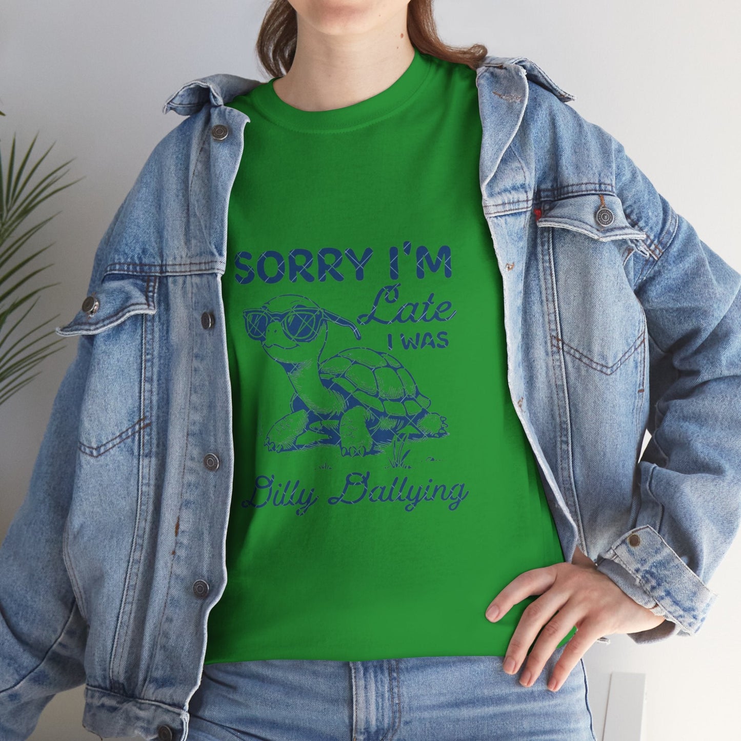 Funny Turtle Tee - 'Sorry I'm Late I Was Billy Dallying' Unisex Cotton Shirt