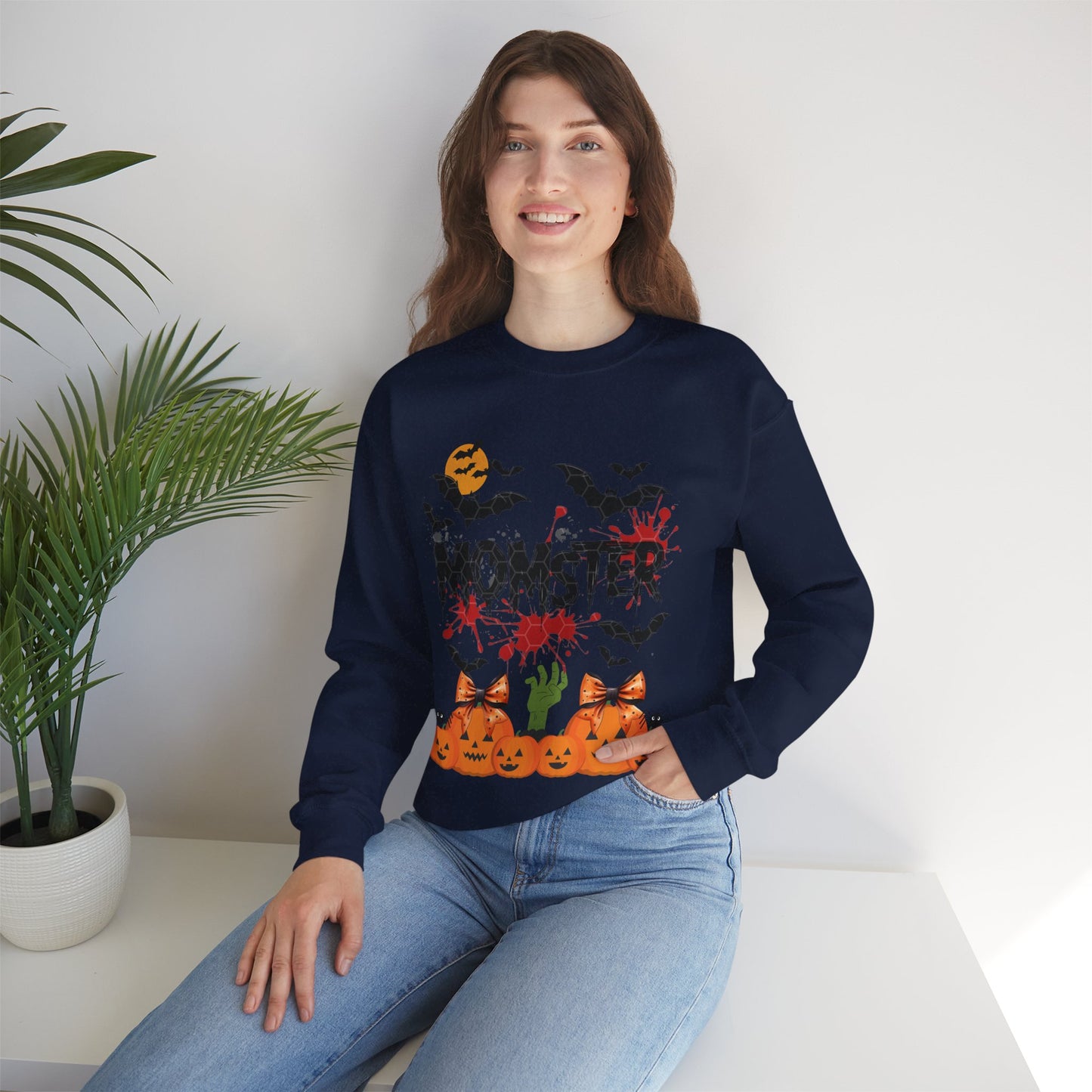 Momster Sweatshirt, Funny Halloween Crewneck Sweatshirts for Women