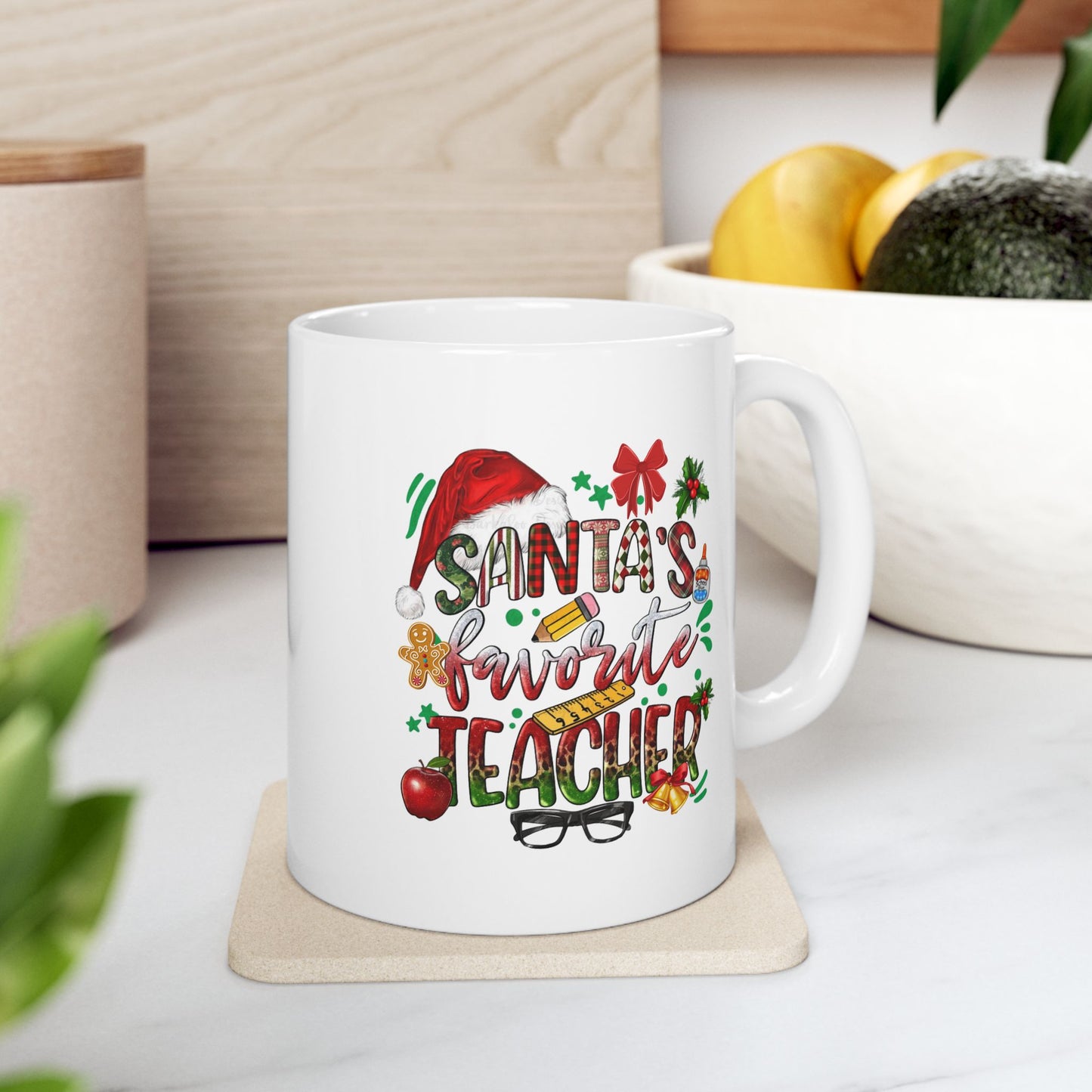 Santa's Favorite Teacher Christmas Mugs