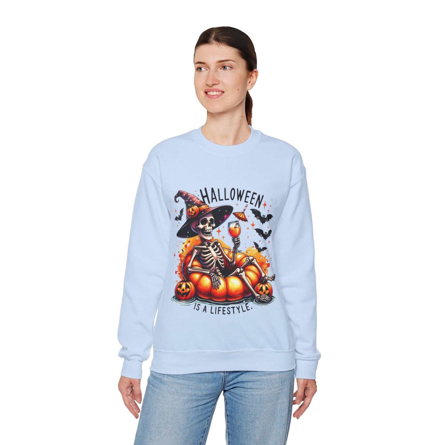 Halloween Skeleton Sweatshirt, Cozy Unisex Crewneck for Fall Celebrations, Perfect Gift