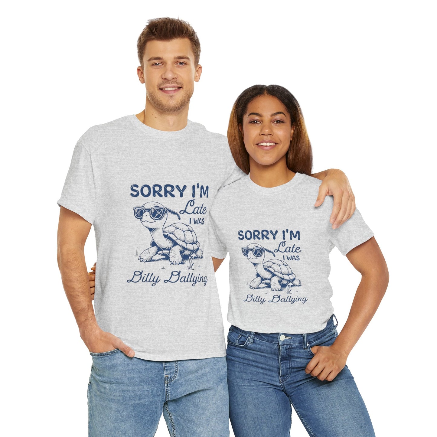 Funny Turtle Tee - 'Sorry I'm Late I Was Billy Dallying' Unisex Cotton Shirt